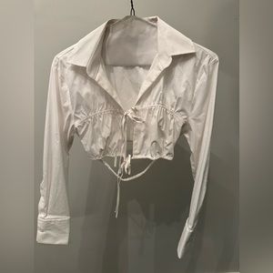 Zara white crop top shirt size S